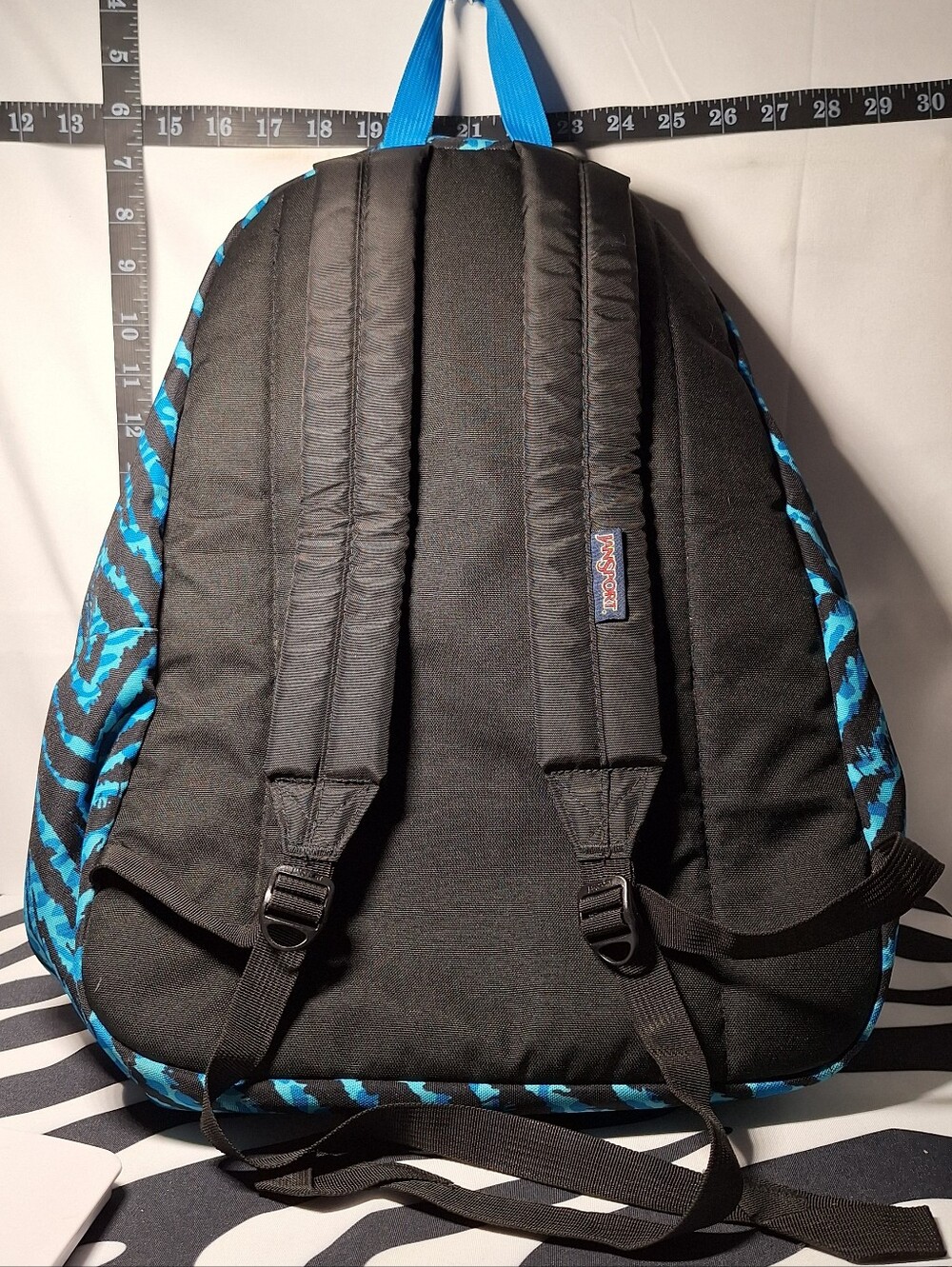 Jansport Backpack, Zebra Stripes, Black & Blue - Picture 8 of 15